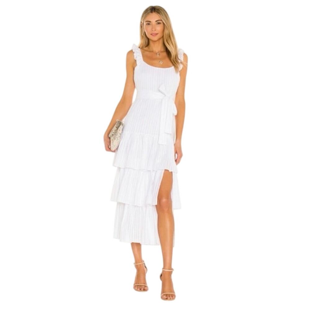NWT LIKELY Dress White Bridal Beachy Bachelorette Tiered Coquette Boho Sz 12